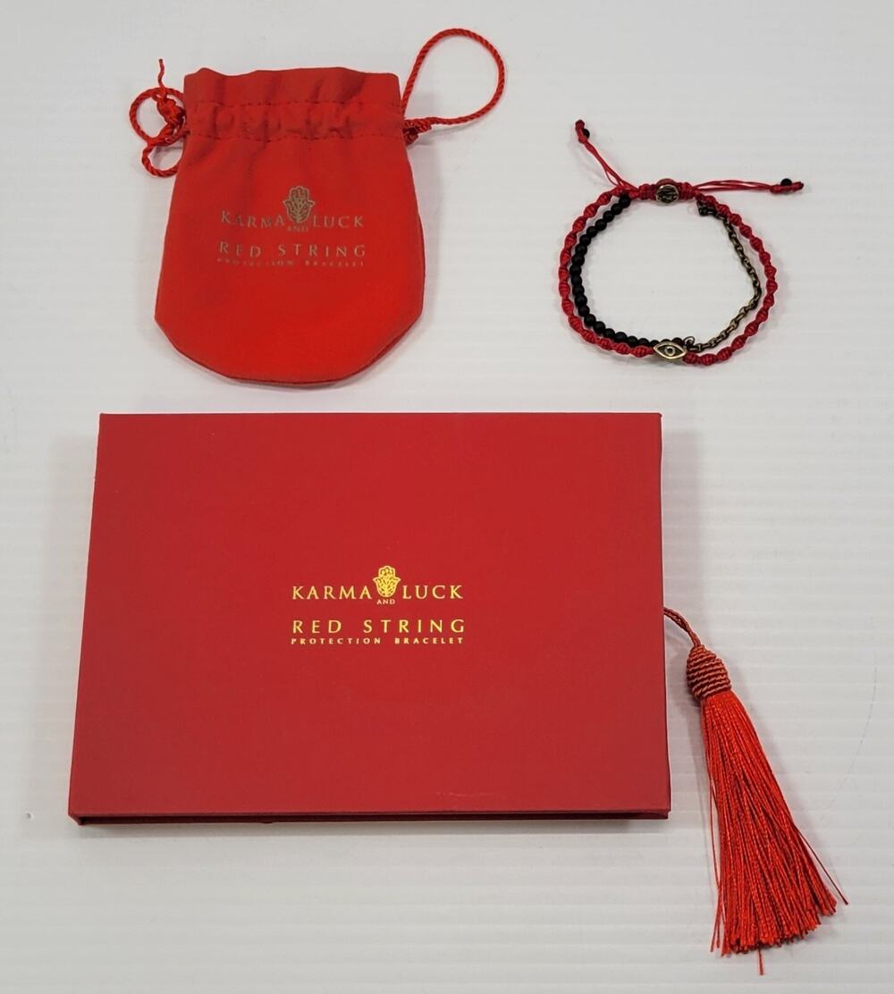 *C3) Karma & Luck Iridescent Security Matte Onyx Evil Eye Red String Bracelet